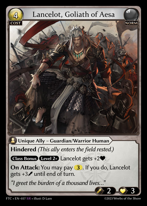 Lancelot, Goliath of Aesa FTC-EN-037-Foil-Super Rare (SR) - Fractured Crown - Grand Archive Card