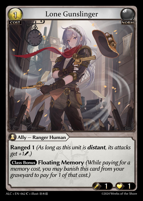 Lone Gunslinger ALC-EN-062-Normal-Common (C) - Alchemical Revolution - Grand Archive Card