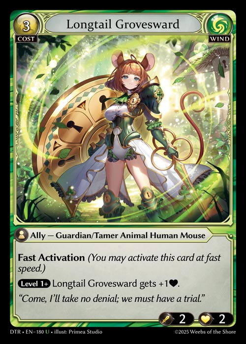 Longtail Grovesward DTR-EN-180-Normal-Uncommon (U) - Distorted Reflections - Grand Archive Card