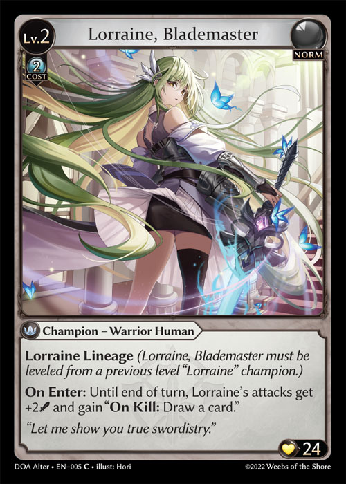 Lorraine, Blademaster DOA Alter-EN-005-Normal-Common (C) - Dawn of Ashes Alter Edition - Grand Archive Card