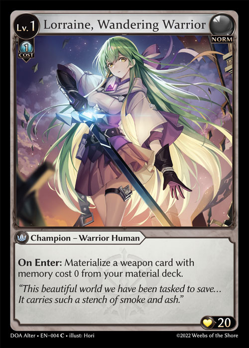 Lorraine, Wandering Warrior DOA Alter-EN-004-Normal-Common (C) - Dawn of Ashes Alter Edition - Grand Archive Card