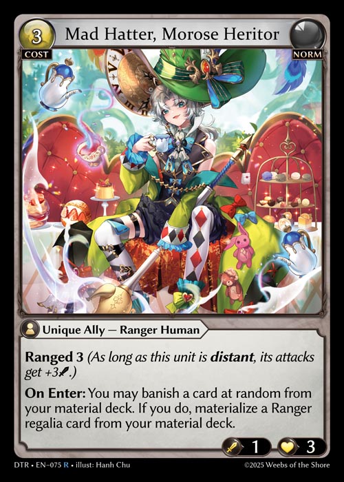 Mad Hatter, Morose Heritor DTR-EN-075-Normal-Rare (R) - Distorted Reflections - Grand Archive Card