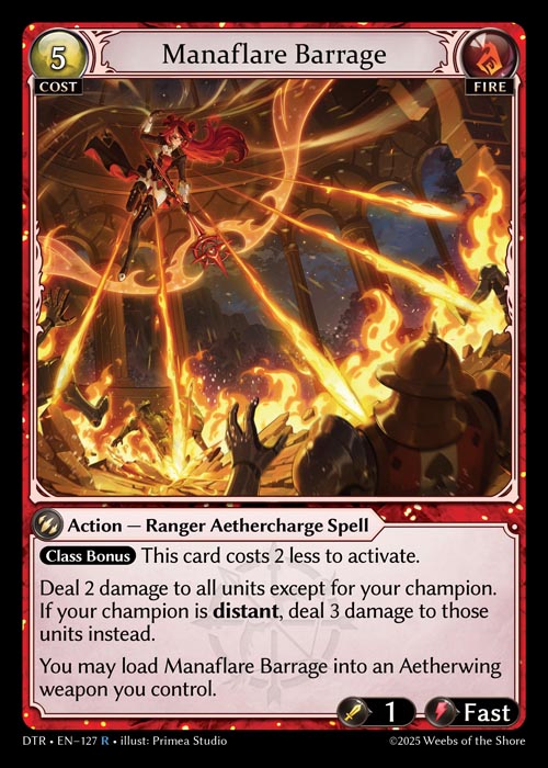 Manaflare Barrage DTR-EN-127-Normal-Rare (R) - Distorted Reflections - Grand Archive Card
