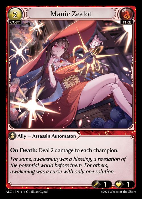 Manic Zealot ALC-EN-114-Normal-Common (C) - Alchemical Revolution - Grand Archive Card