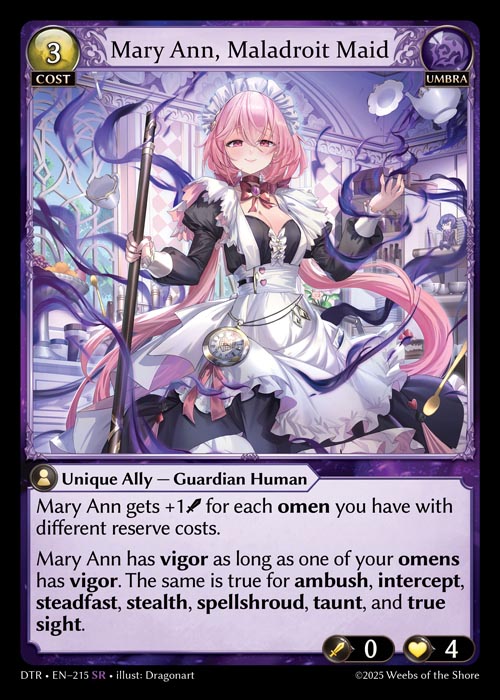 Mary Ann, Maladroit Maid DTR-EN-215-Normal-Super Rare (SR) - Distorted Reflections - Grand Archive Card