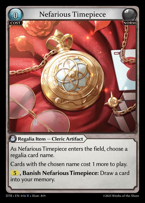 Nefarious Timepiece DTR-EN-016-Normal-Rare (R) - Distorted Reflections - Grand Archive Card