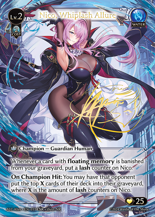 Nico, Whiplash Allure ALC Alter-EN-017-Foil-Collector Super Rare (CSR) - Alchemical Revolution Alter Edition - Grand Archive Card
