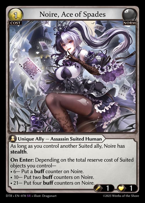 Noire, Ace of Spades DTR-EN-078-Normal-Super Rare (SR) - Distorted Reflections - Grand Archive Card