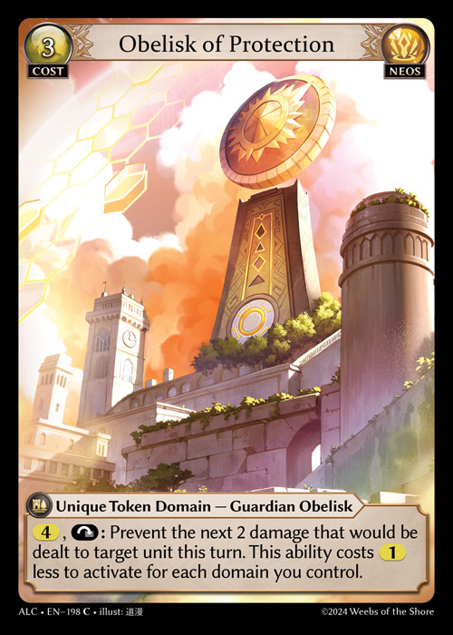 Obelisk of Protection ALC-EN-198-Normal-Common (C) - Alchemical Revolution - Grand Archive Card
