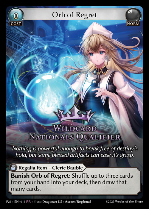 Orb of Regret P23-EN-013-Normal-Promotional Rare (PR) - Promotional 2023 - Grand Archive Card