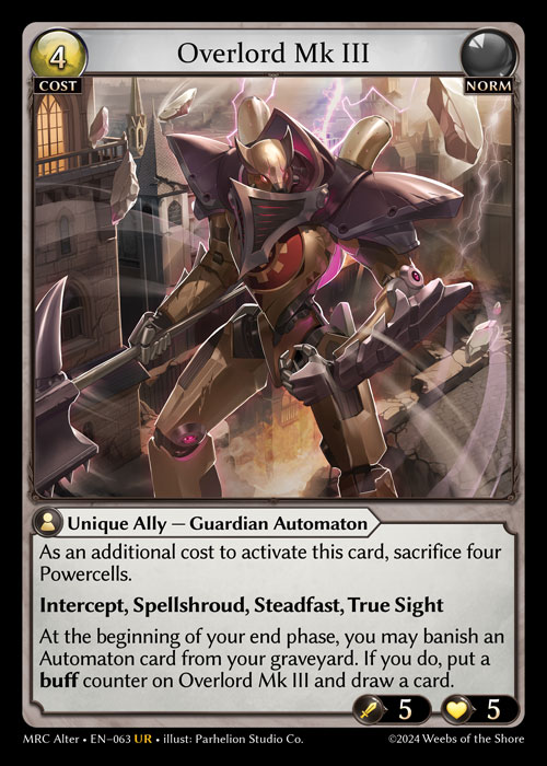 Overlord Mk III MRC Alter-EN-063-Normal-Ultra Rare (UR) - Mercurial Heart Alter Edition - Grand Archive Card