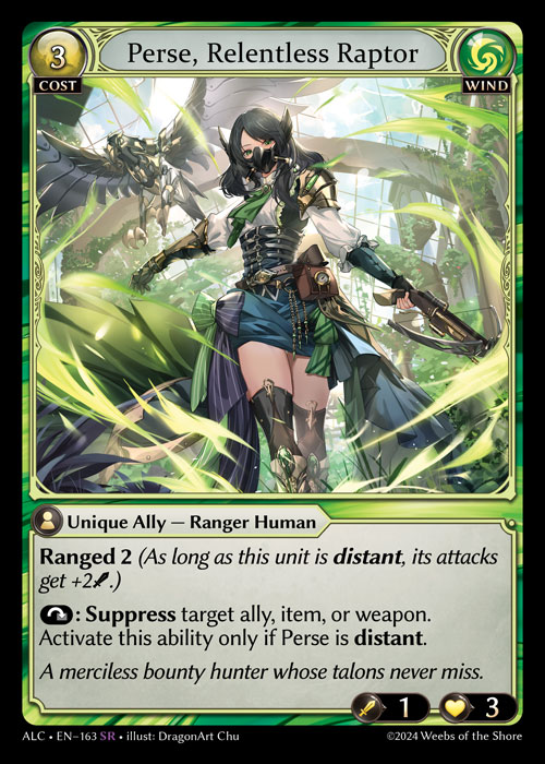 Perse, Relentless Raptor ALC-EN-163-Normal-Super Rare (SR) - Alchemical Revolution - Grand Archive Card