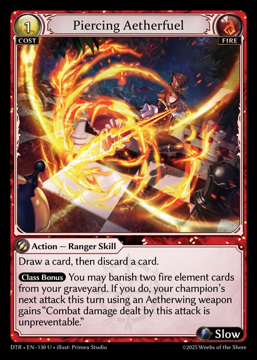 Piercing Aetherfuel DTR-EN-130-Normal-Uncommon (U) - Distorted Reflections - Grand Archive Card