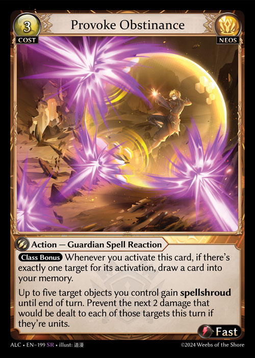 Provoke Obstinance ALC-EN-199-Normal-Super Rare (SR) - Alchemical Revolution - Grand Archive Card