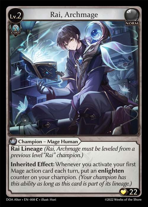 Rai, Archmage DOA Alter-EN-008-Normal-Common (C) - Dawn of Ashes Alter Edition - Grand Archive Card
