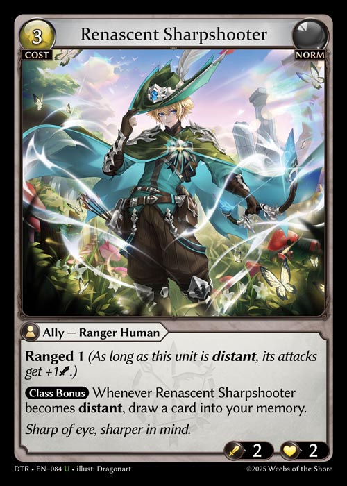 Renascent Sharpshooter DTR-EN-084-Normal-Uncommon (U) - Distorted Reflections - Grand Archive Card