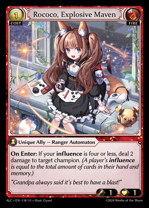 Rococo, Explosive Maven ALC-EN-118-Normal-Super Rare (SR) - Alchemical Revolution - Grand Archive Card