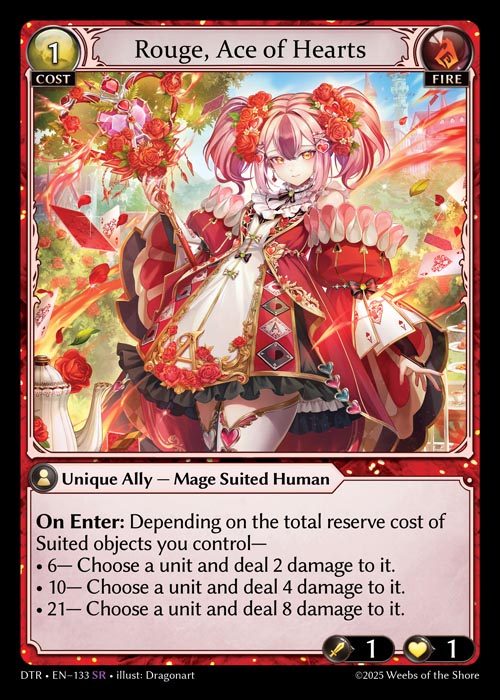 Rouge, Ace of Hearts DTR-EN-133-Normal-Super Rare (SR) - Distorted Reflections - Grand Archive Card