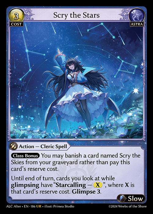 Scry the Stars ALC Alter-EN-186-Normal-Ultra Rare (UR) - Alchemical Revolution Alter Edition - Grand Archive Card