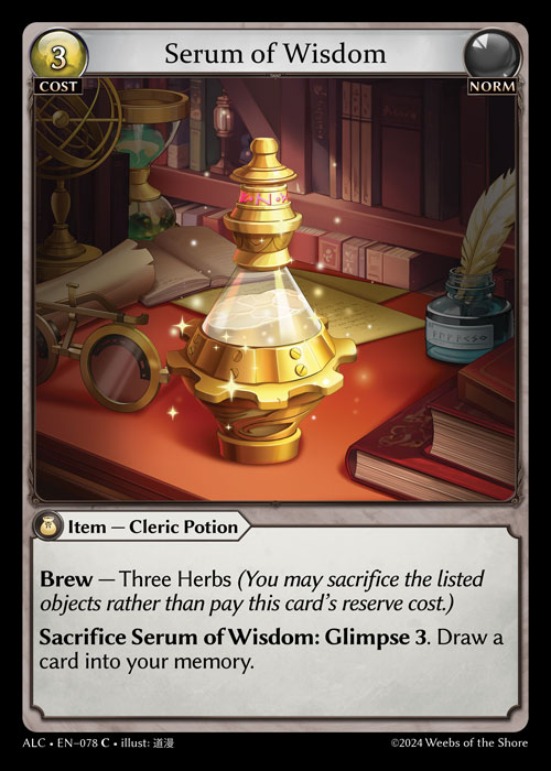 Serum of Wisdom ALC-EN-078-Normal-Common (C) - Alchemical Revolution - Grand Archive Card