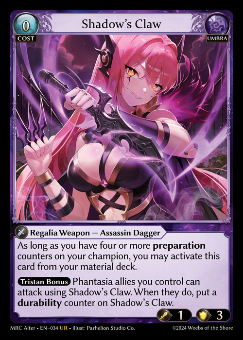 Shadow's Claw MRC Alter-EN-034-Normal-Ultra Rare (UR) - Mercurial Heart Alter Edition - Grand Archive Card