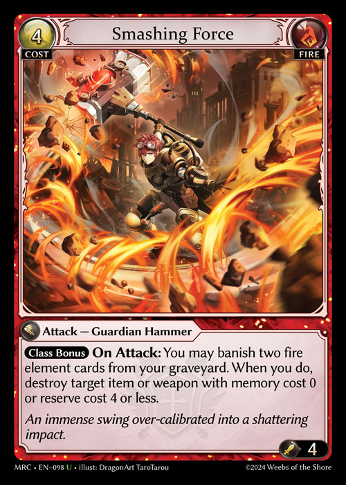 Smashing Force MRC-EN-098-Foil-Uncommon (U) - Mercurial Heart - Grand Archive Card