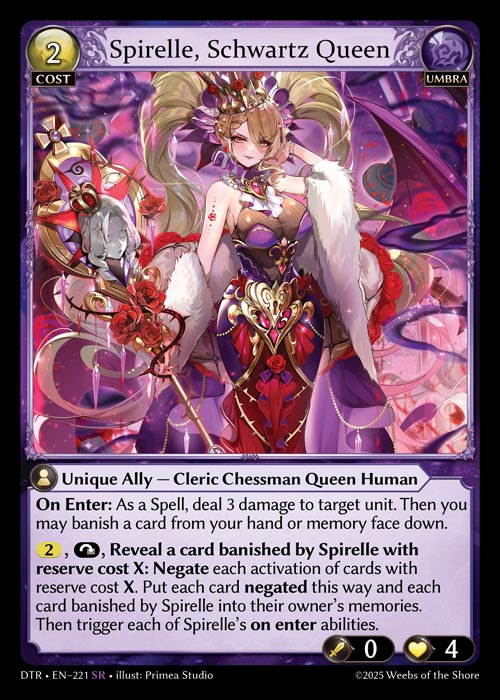 Spirelle, Schwartz Queen DTR-EN-221-Normal-Super Rare (SR) - Distorted Reflections - Grand Archive Card