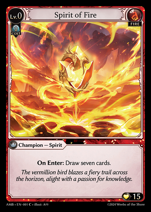 Spirit of Fire AMB-EN-001-Normal-Common (C) - Mortal Ambition - Grand Archive Card