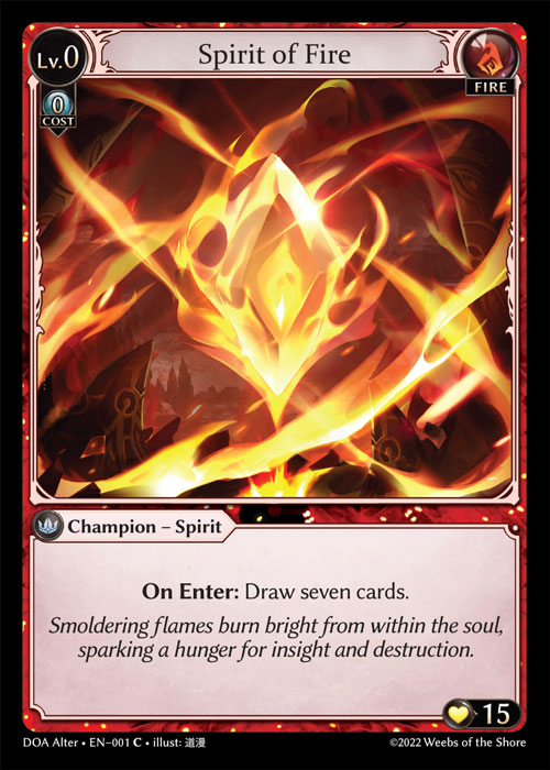 Spirit of Fire DOA Alter-EN-001-Normal-Common (C) - Dawn of Ashes Alter Edition - Grand Archive Card