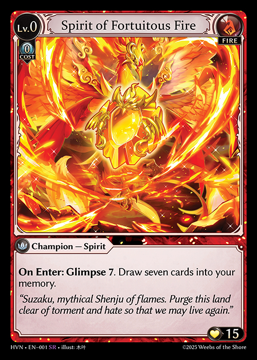 Spirit of Fortuitous Fire HVN-EN-001-Normal-Super Rare (SR) - Abyssal Heaven - Grand Archive Card