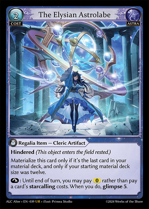 The Elysian Astrolabe ALC Alter-EN-039-Normal-Ultra Rare (UR) - Alchemical Revolution Alter Edition - Grand Archive Card