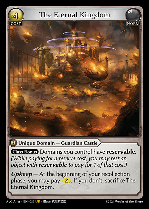 The Eternal Kingdom ALC Alter-EN-089-Normal-Ultra Rare (UR) - Alchemical Revolution Alter Edition - Grand Archive Card