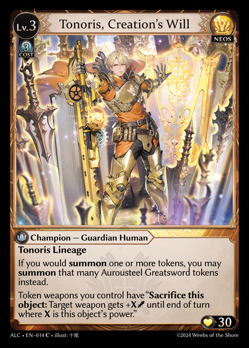 Tonoris, Creation's Will ALC-EN-014-Normal-Common (C) - Alchemical Revolution - Grand Archive Card