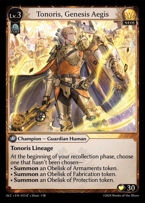 Tonoris, Genesis Aegis ALC-EN-015-Normal-Common (C) - Alchemical Revolution - Grand Archive Card