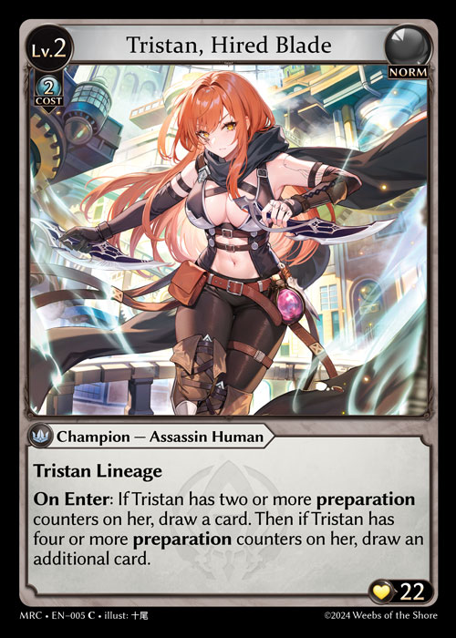 Tristan, Hired Blade MRC-EN-005-Normal-Common (C) - Mercurial Heart - Grand Archive Card