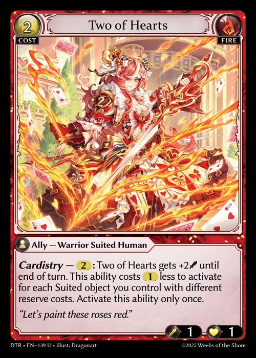 Two of Hearts DTR-EN-139-Normal-Uncommon (U) - Distorted Reflections - Grand Archive Card
