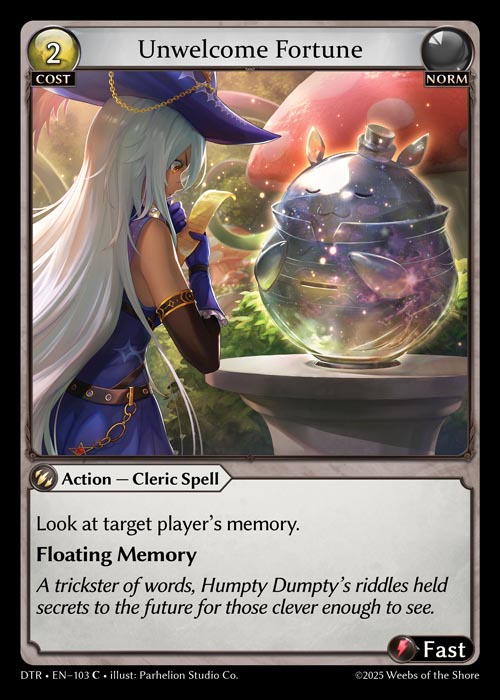 Unwelcome Fortune DTR-EN-103-Foil-Common (C) - Distorted Reflections - Grand Archive Card