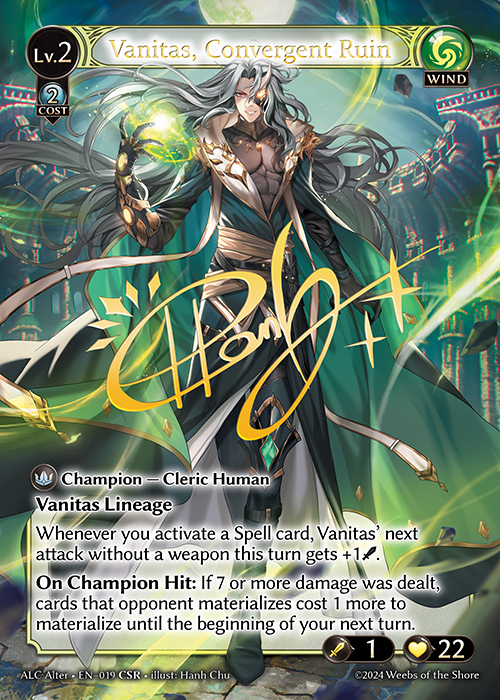 Vanitas, Convergent Ruin ALC Alter-EN-019-Foil-Collector Super Rare (CSR) - Alchemical Revolution Alter Edition - Grand Archive Card