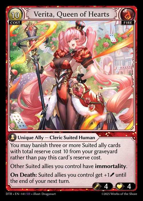 Verita, Queen of Hearts DTR-EN-141-Normal-Super Rare (SR) - Distorted Reflections - Grand Archive Card