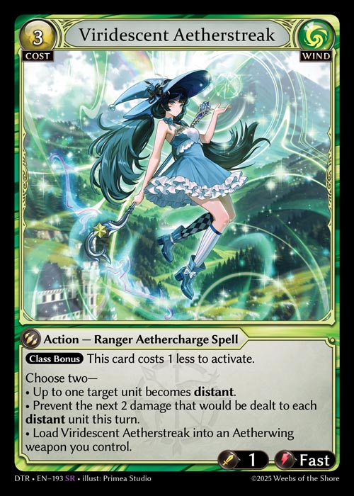 Viridescent Aetherstreak DTR-EN-193-Normal-Super Rare (SR) - Distorted Reflections - Grand Archive Card