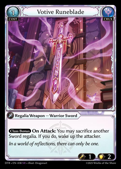 Votive Runeblade DTR-EN-038-Normal-Super Rare (SR) - Distorted Reflections - Grand Archive Card