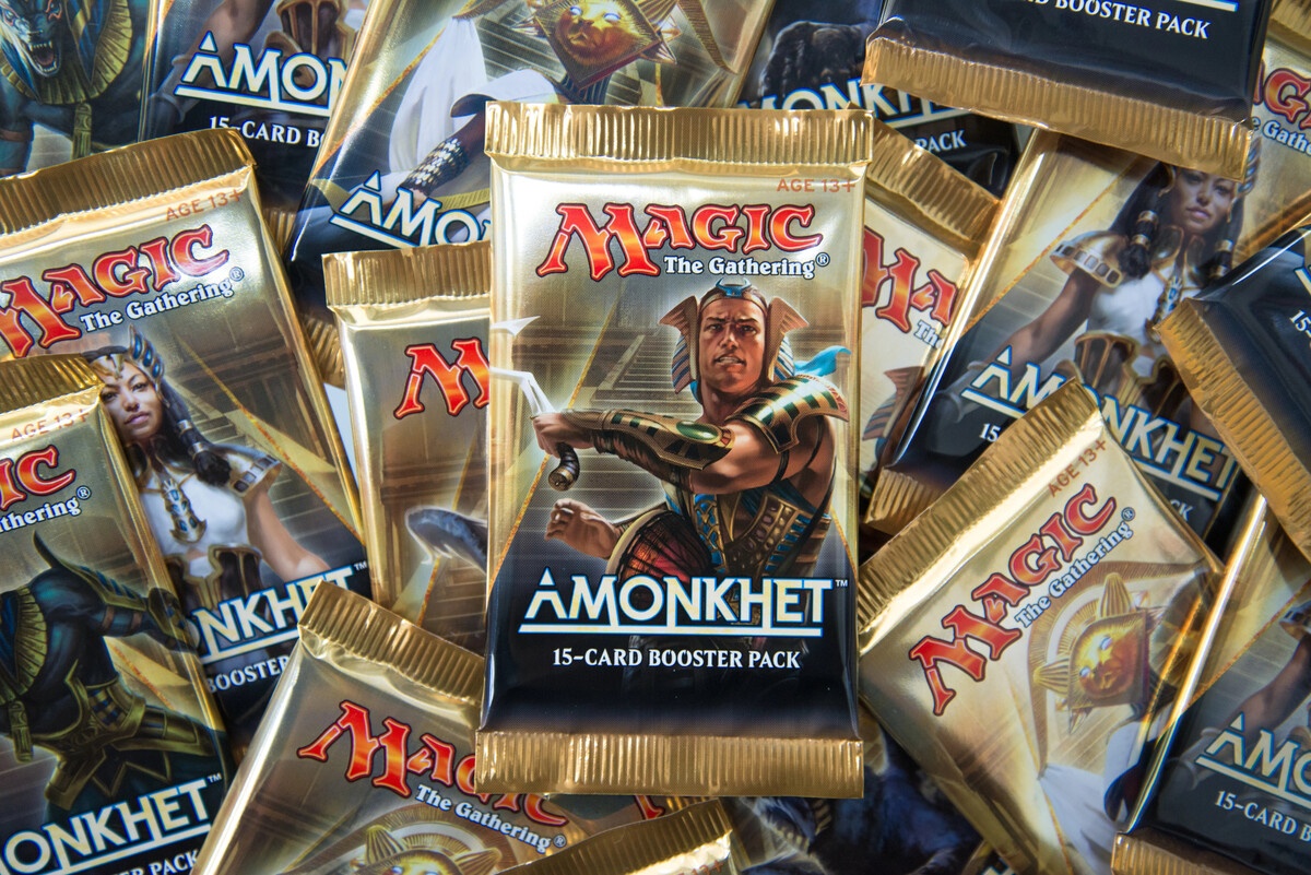 MTG Amonkhet sealed booster packs piled together