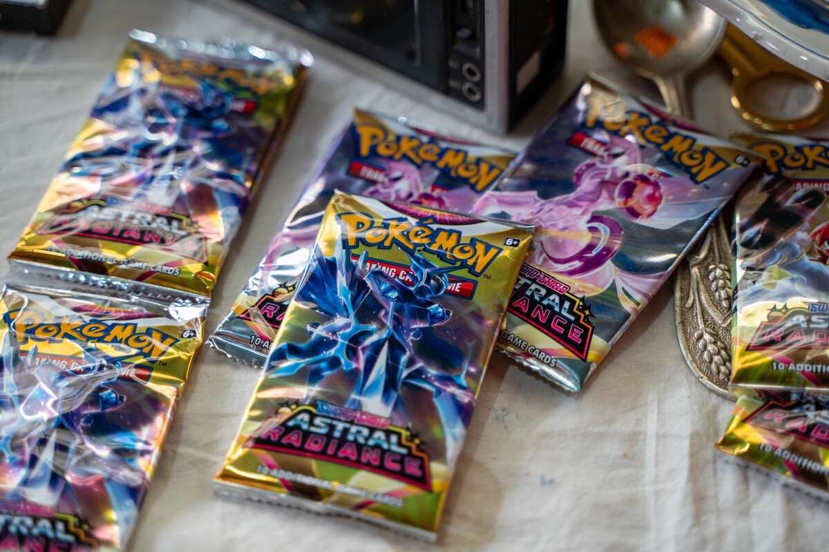 Pokemon Astral Radiance booster packs sealed on a table