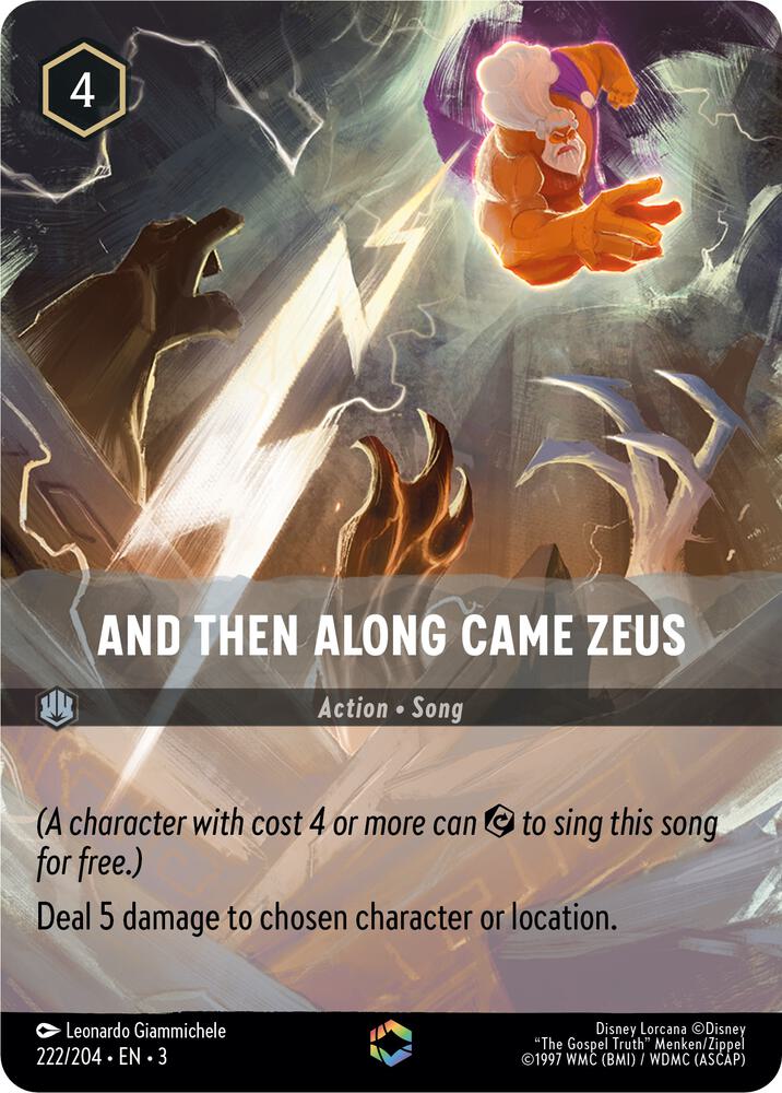 And Then Along Came Zeus Enchanted 222/204 Into the Inklands Lorcana card