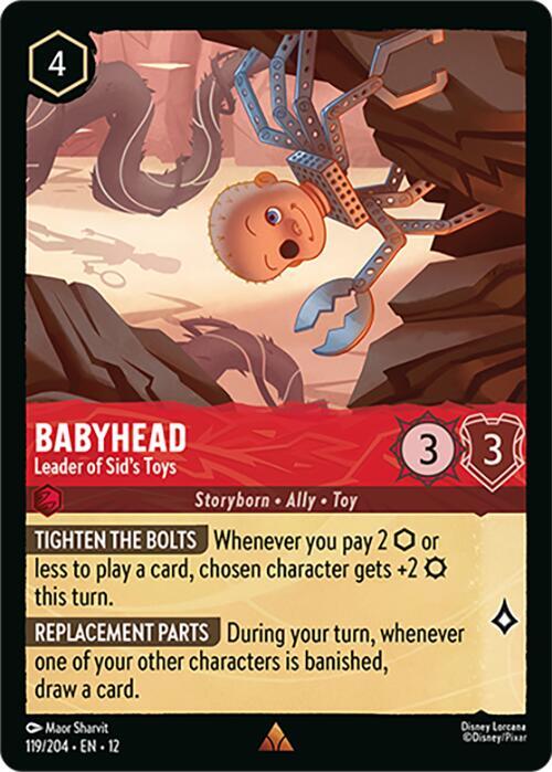 Babyhead Leader of Sid's Toys 119/204 Wilds Unknown Lorcana card