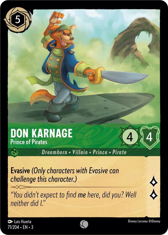 Don Karnage Prince of Pirates 71/204 Into the Inklands Lorcana card