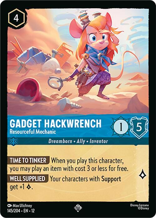 Gadget Hackwrench Resourceful Mechanic 145/204 Wilds Unknown Lorcana card