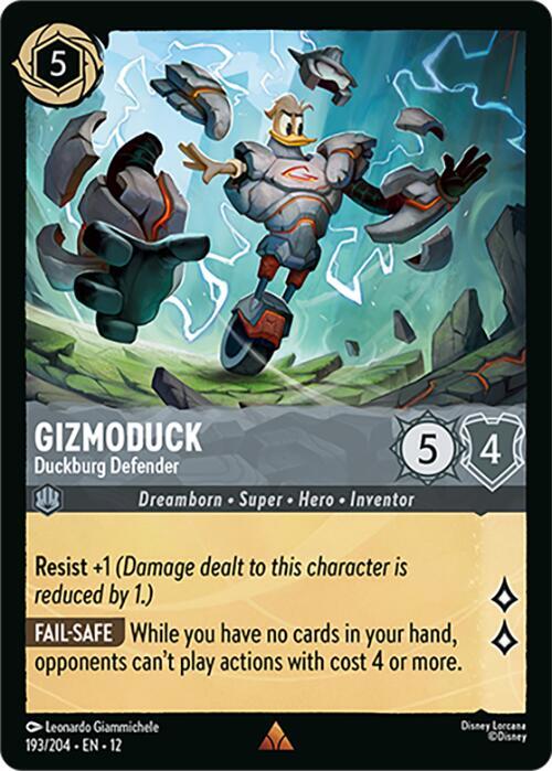 Gizmoduck Duckburg Defender 193/204 Wilds Unknown Lorcana card