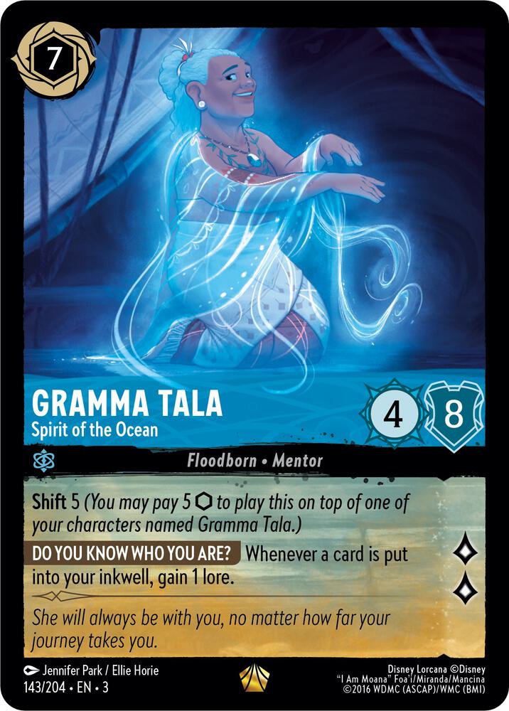Gramma Tala Spirit of the Ocean 143/204 Into the Inklands Lorcana card