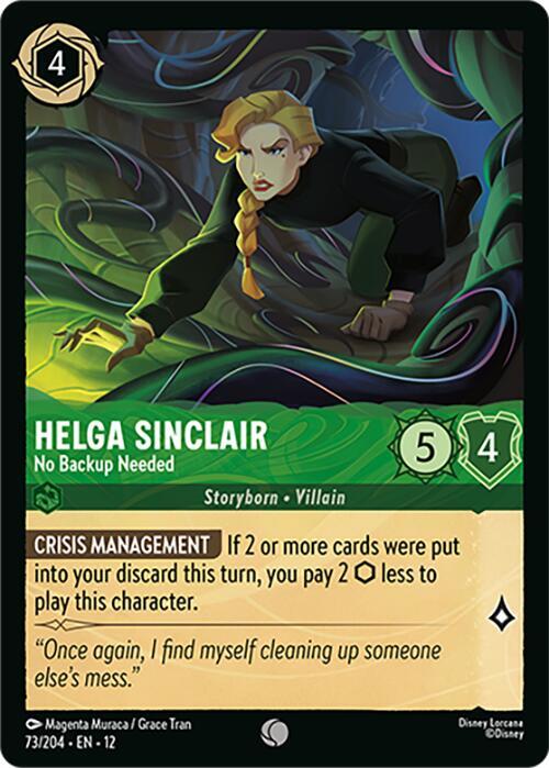 Helga Sinclair No Backup Needed 73/204 Wilds Unknown Lorcana card